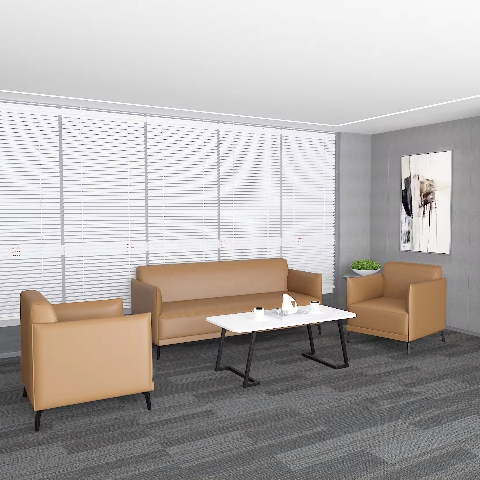 Modern Leather Office Sofa Set Hotel Furniture Sofa Modular Executive PU Leather Office Sofa Table Set