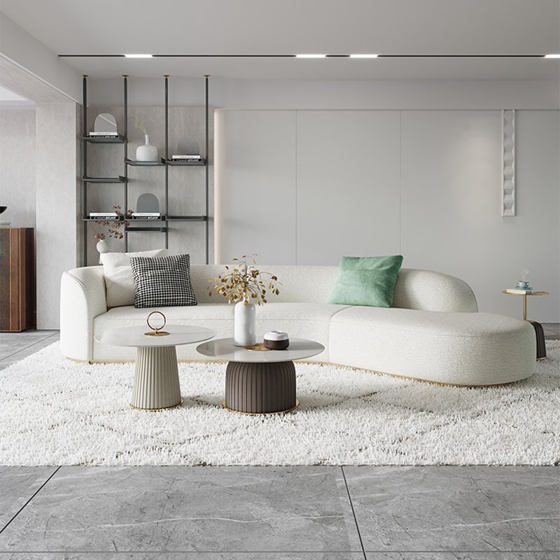 Minimalist Couches Modern Luxury Living Room Decor Home European Style White Boucle Sectional Sofa