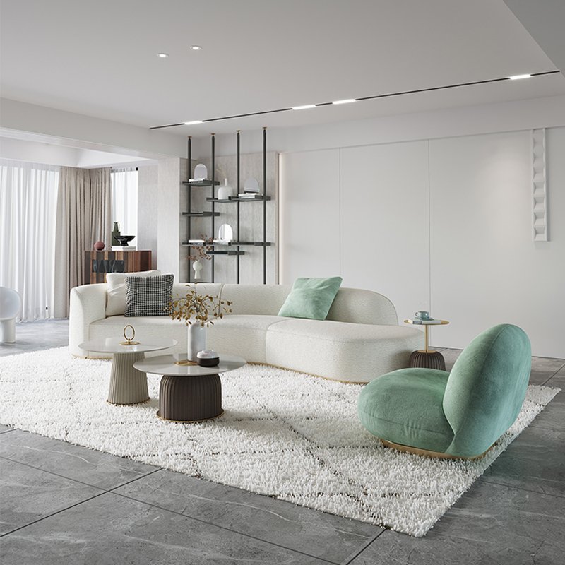 Minimalist Couches Modern Luxury Living Room Decor Home European Style White Boucle Sectional Sofa