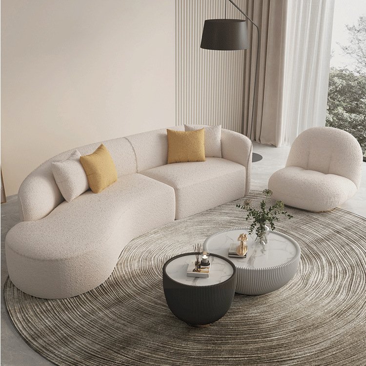 Minimalist Couches Modern Luxury Living Room Decor Home European Style White Boucle Sectional Sofa