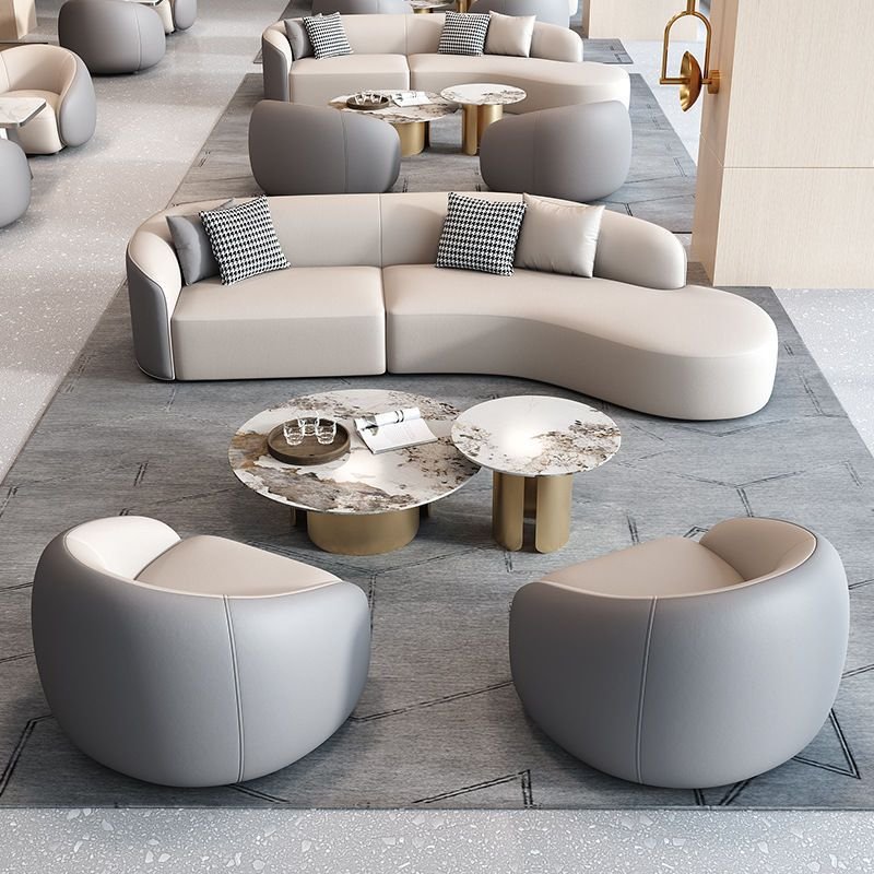 Noble business design leather office furniture lobby reception leisure exquisite office sofa set