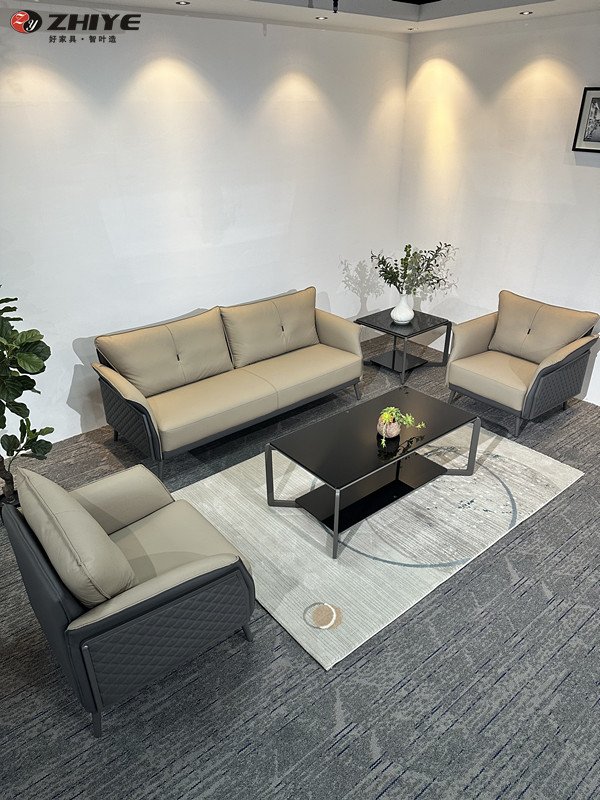 European style residential decoration sofas commercial interior office sofa 3 seat leather sofa