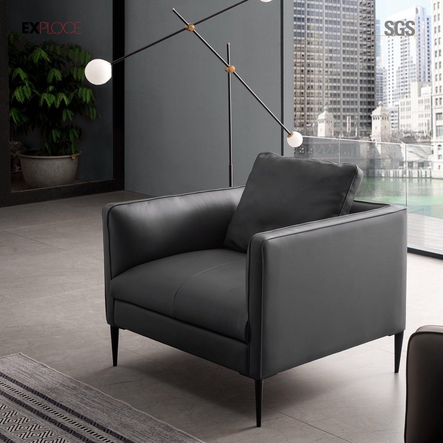 Grey pu leather executive high end sofa office reception furniture executive office sofa