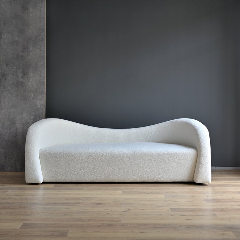 Modern Minimalist Living Room Lamb Wool Curved Sofa Office White Luxury Indoor Furniture Sofa