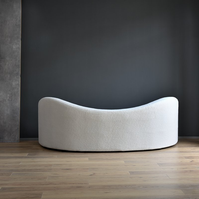 Modern Minimalist Living Room Lamb Wool Curved Sofa Office White Luxury Indoor Furniture Sofa