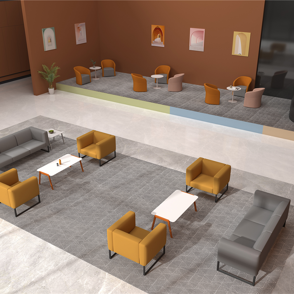Modern Luxury Leather Simple Design Waiting Room Sofa Furniture Office Lounge Sofa Set for Salon Barbershop Vip Reception Lobby
