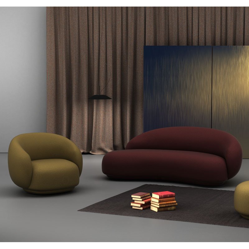 Nordic Living Room Three People Arc Sofa Simple Designer Beauty Salon Creative Lamb Velvet Sofa