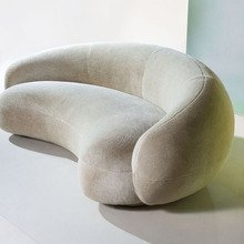 Nordic Living Room Three People Arc Sofa Simple Designer Beauty Salon Creative Lamb Velvet Sofa