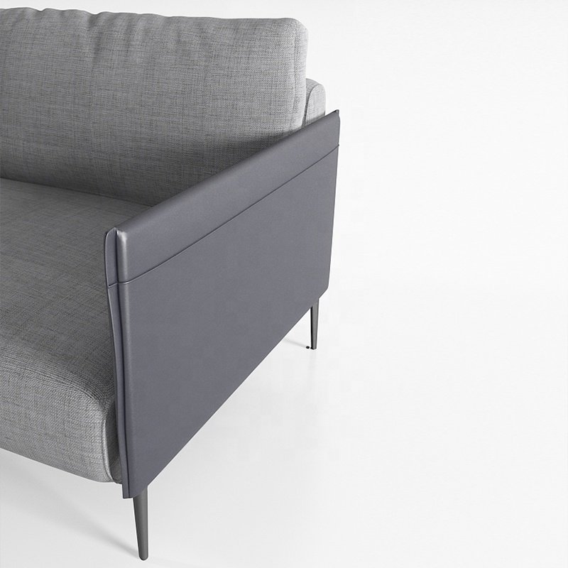 Nordic Modern Office Furniture Grey Black Leather Fabric Office Sofa Reception