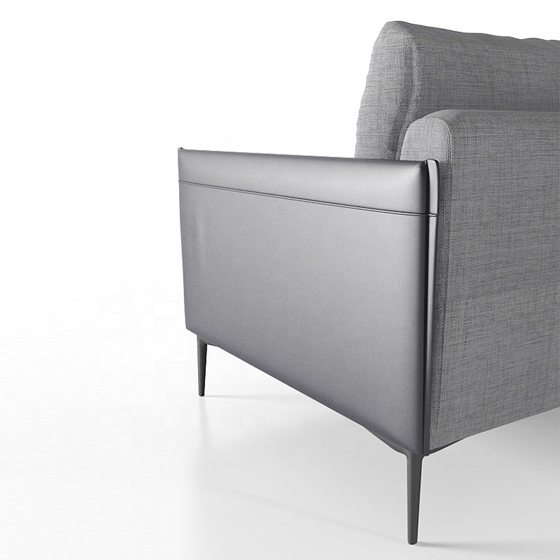 Nordic Modern Office Furniture Grey Black Leather Fabric Office Sofa Reception