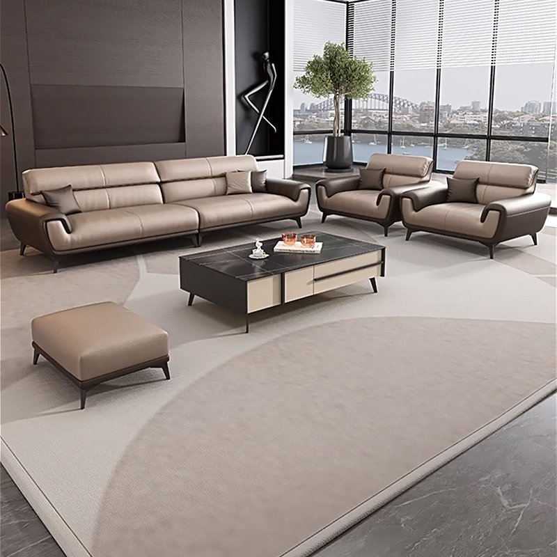 Nordic Style Modern Office Sofa with Contrasting Leather Simple Business Meeting Reception Three Living Room Negotiation Leisure