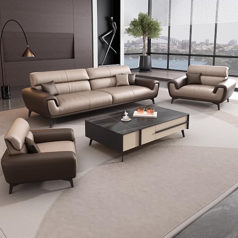 Nordic Style Modern Office Sofa with Contrasting Leather Simple Business Meeting Reception Three Living Room Negotiation Leisure