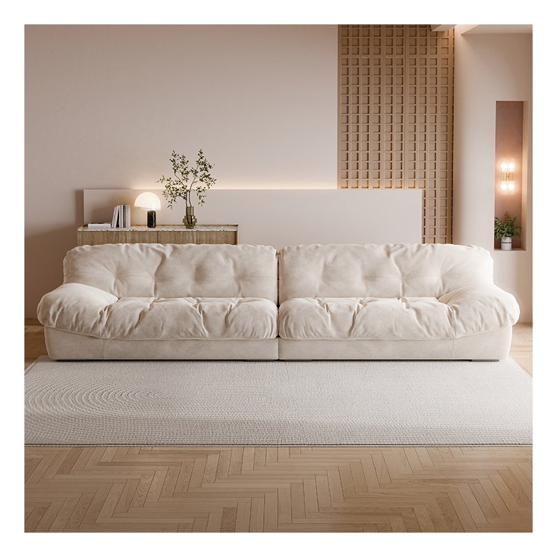 Living Room Nordic Cream Style Italian Light Luxury Sofa Down Cloth Art Wash Free Pull Buckle Sofa Minimalist Sofa