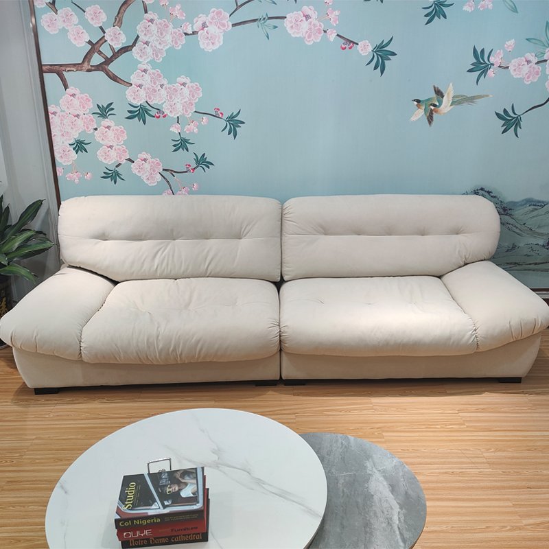 Living Room Nordic Cream Style Italian Light Luxury Sofa Down Cloth Art Wash Free Pull Buckle Sofa Minimalist Sofa