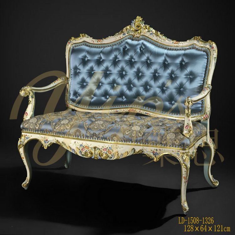 Yips LD-1508-1326 French Rose Series Resin Carving Handpainted Rose Pattern Livingroom Classical 2 Seater Sofa Love Seat