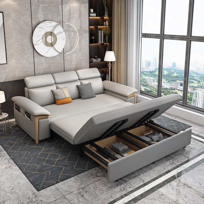 Modern Designs Living Room Furniture Folding Technology Cloth Upholstered Relaxing Storage Functional Luxury Sofa Bed