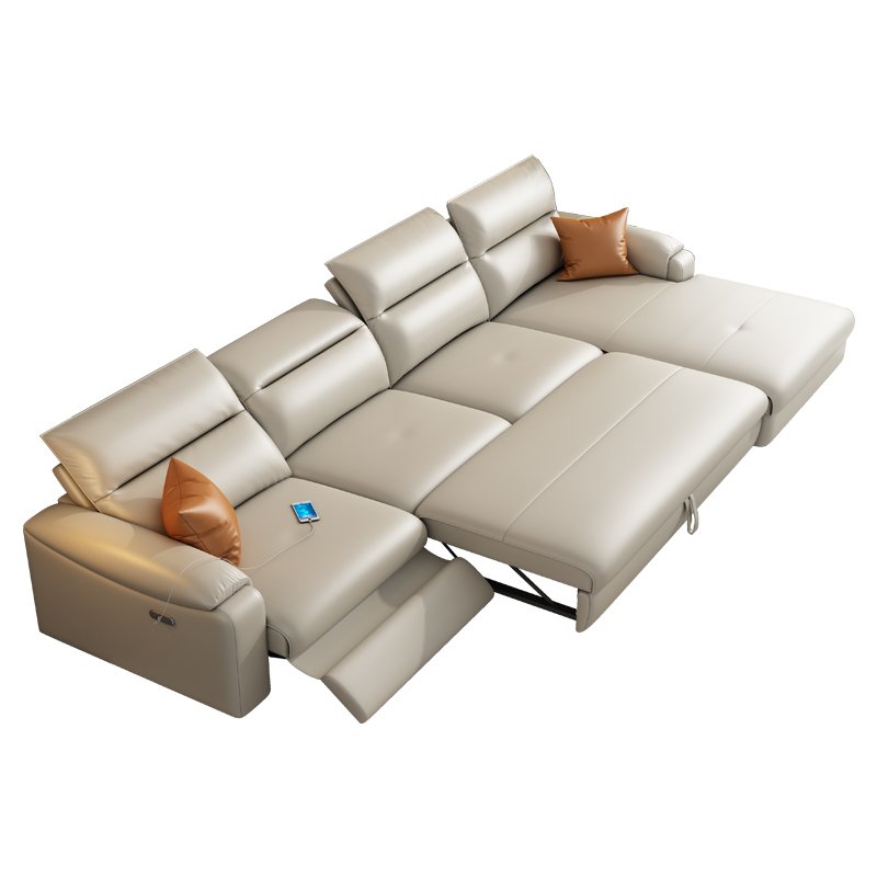 kangmengsi Modern Style Luxury Genuine Leather Functional Electric Recliner Sofa Bed L Shape Sectional Living Room Sofas