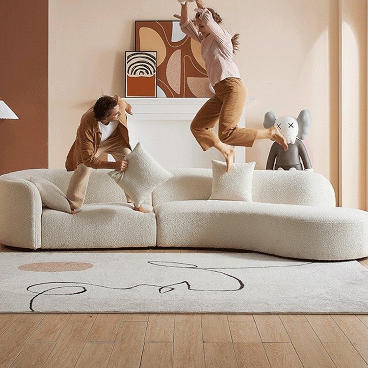 Luxury modern style living room interior curved sofa & lounge chair 2 piece set sofa set furniture living room