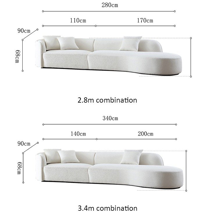 Luxury modern style living room interior curved sofa & lounge chair 2 piece set sofa set furniture living room