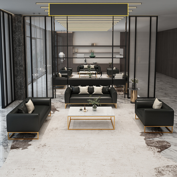 Light luxury sofa set furniture tea table combination set simple modern leather sofa living room business office sofa