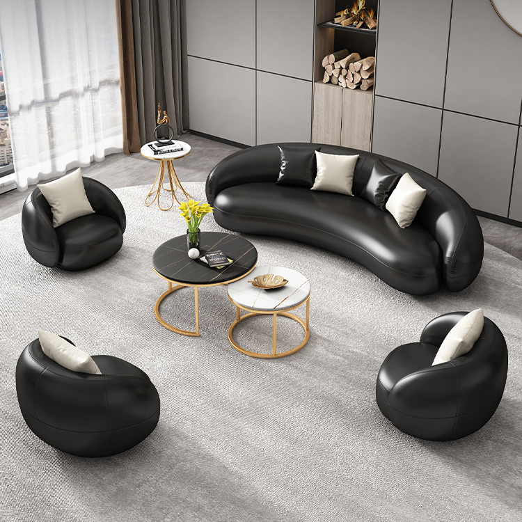 Light luxury sofa set furniture tea table combination set simple modern leather sofa living room business office sofa