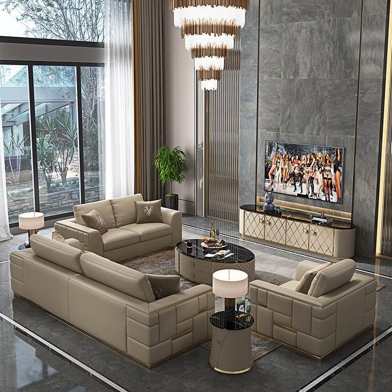 Furnistyle Luxury new design high end Velvet sofa sectional leather sofas for office hotel home living room furniture