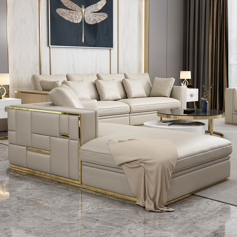 Furnistyle Luxury new design high end Velvet sofa sectional leather sofas for office hotel home living room furniture