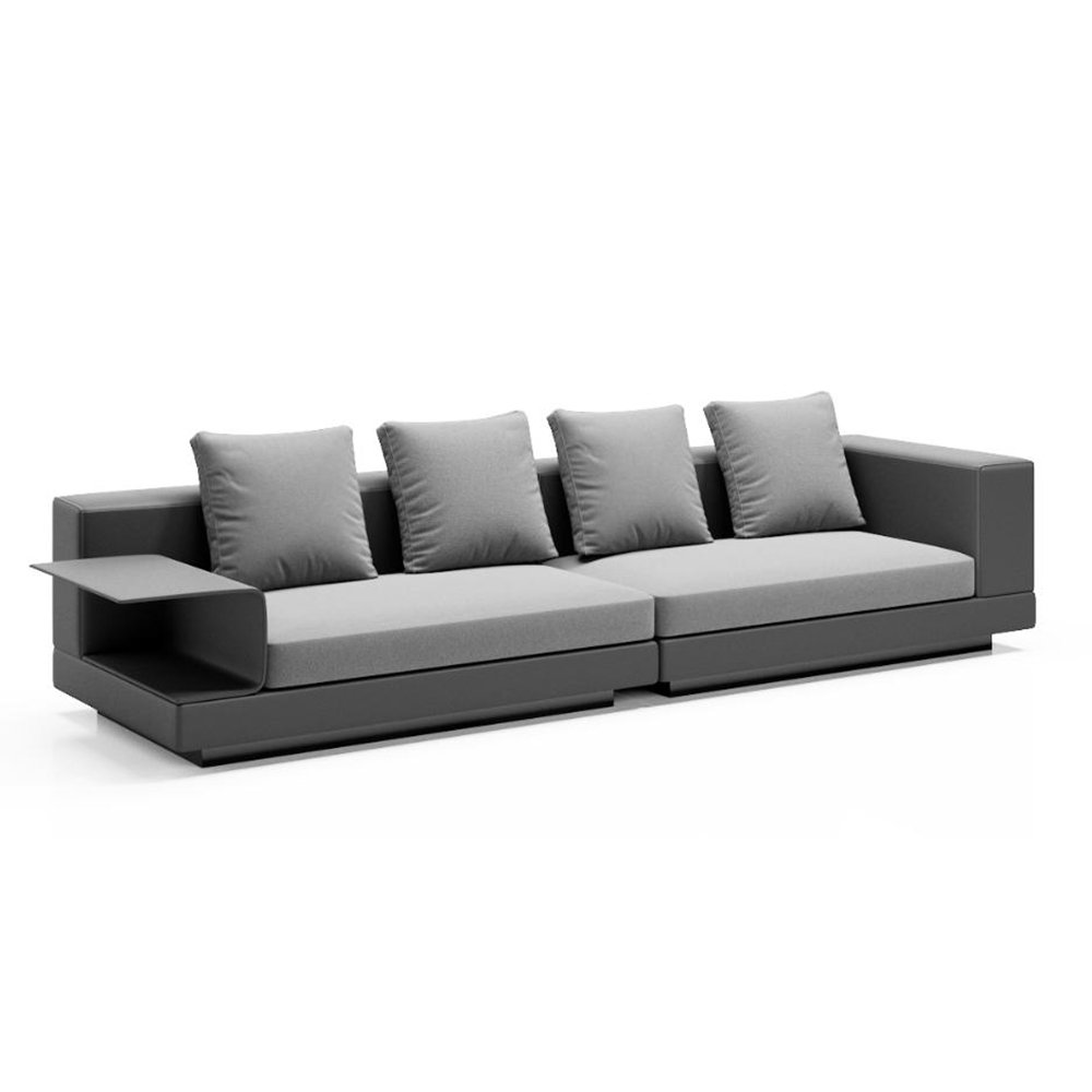Custom business reception leather sofa coffee table combination of modern office sofa set hall meeting area waiting chair