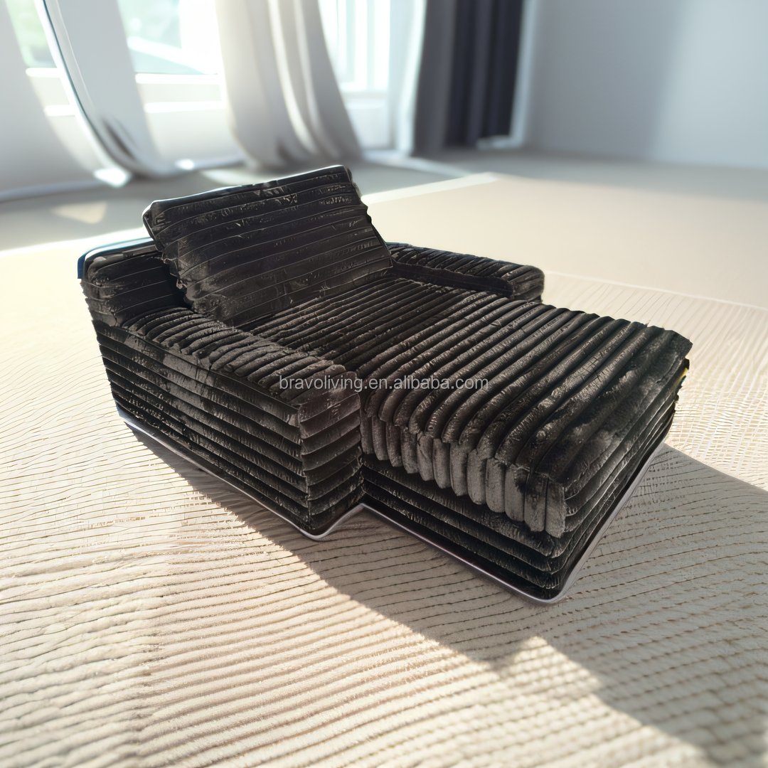 Home furniture leisure living room couch bed puff fabric comfy relax bed sofa single seat villa interior lounge bed sofa