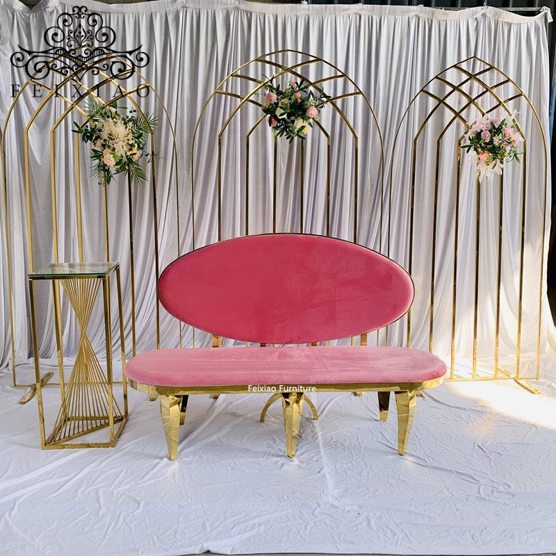 Wholesale Wedding Furniture Throne Chairs Golden Stainless Steel Bride And Groom Sofas Loveseat Sofa