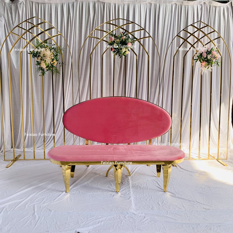Wholesale Wedding Furniture Throne Chairs Golden Stainless Steel Bride And Groom Sofas Loveseat Sofa