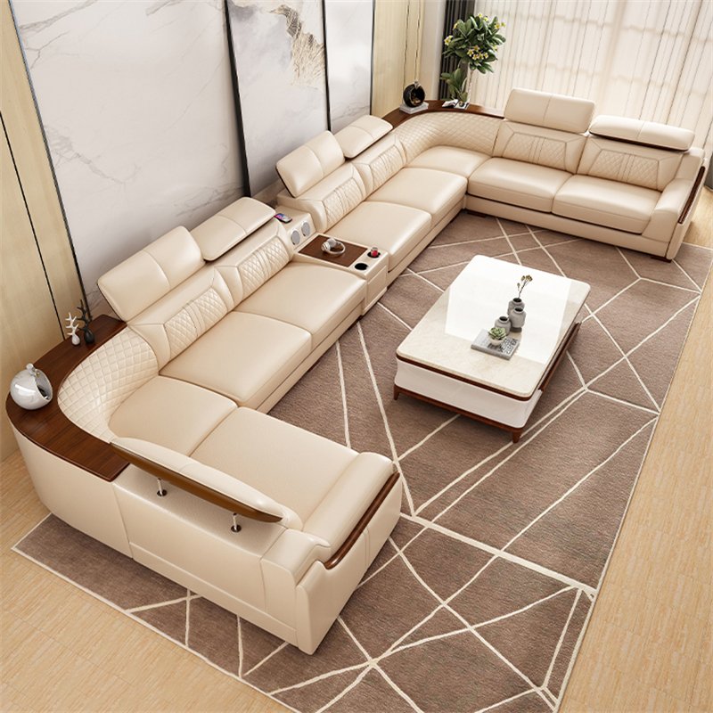 Sofa Wooden Synthetic Leather Wood Seat Style Living Packing Room Modern Furniture Color