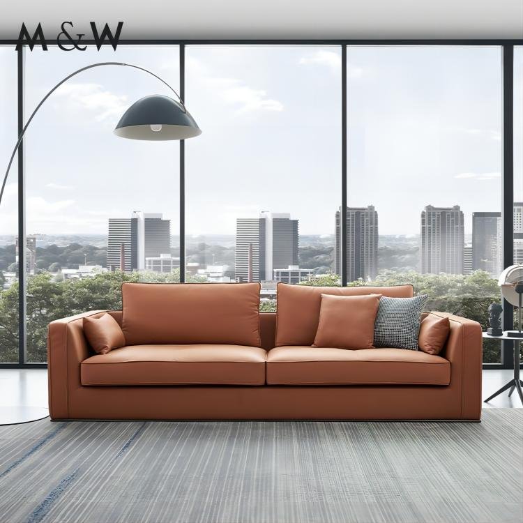 M&W High quality modern leather office furniture chesterfield sofa set