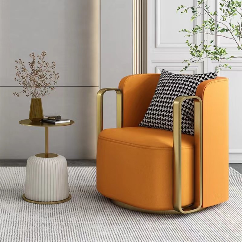 hotel furniture rotation armchairs luxury modern gold stainless steel velvet fabric sofa chair for Living Room leisure chairs