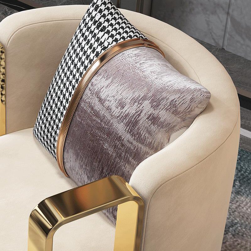 hotel furniture rotation armchairs luxury modern gold stainless steel velvet fabric sofa chair for Living Room leisure chairs