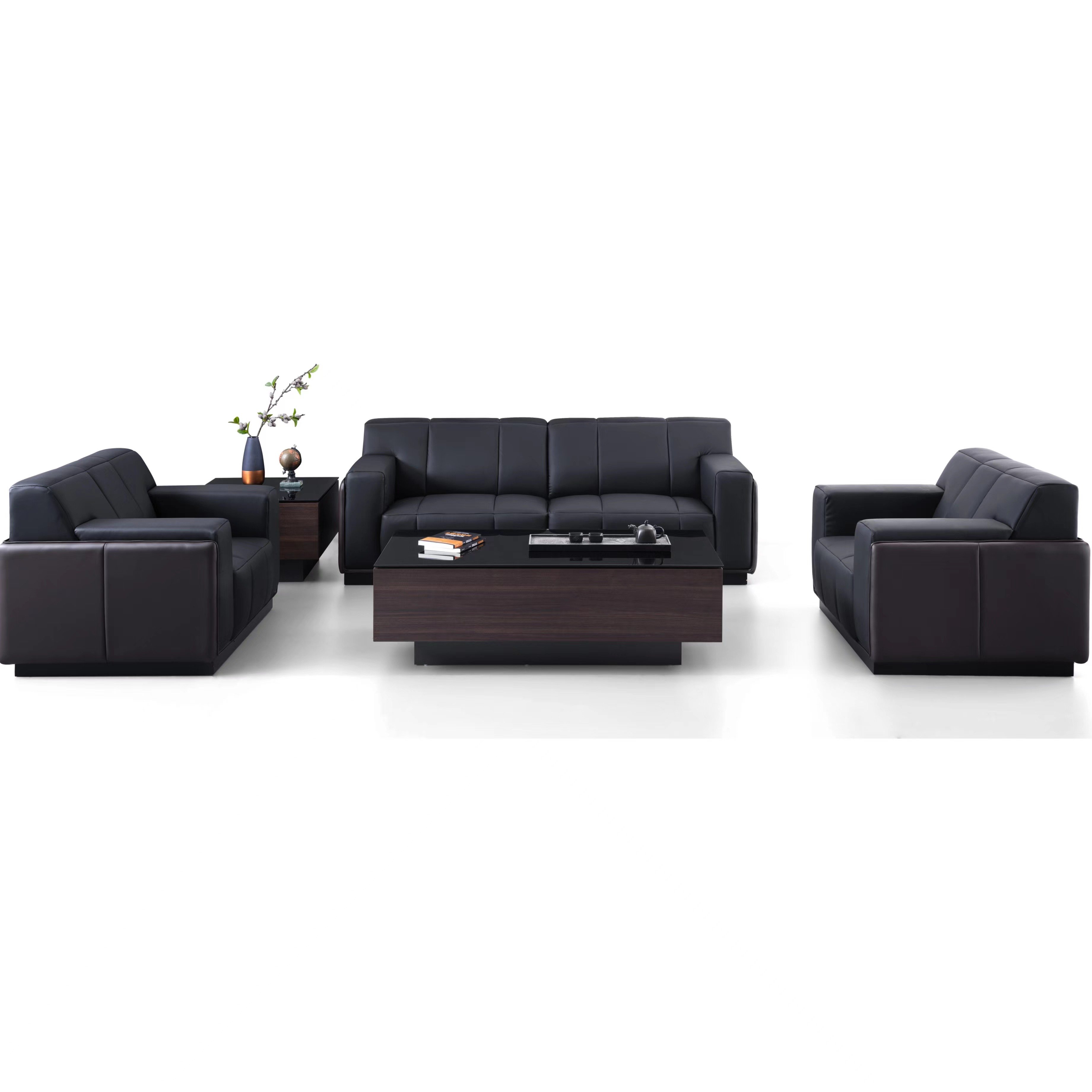 Modern Furniture Reception Waiting Room Office Couch Cowhide Material 1/3-Seats Business Executive Office Sofa for Conference