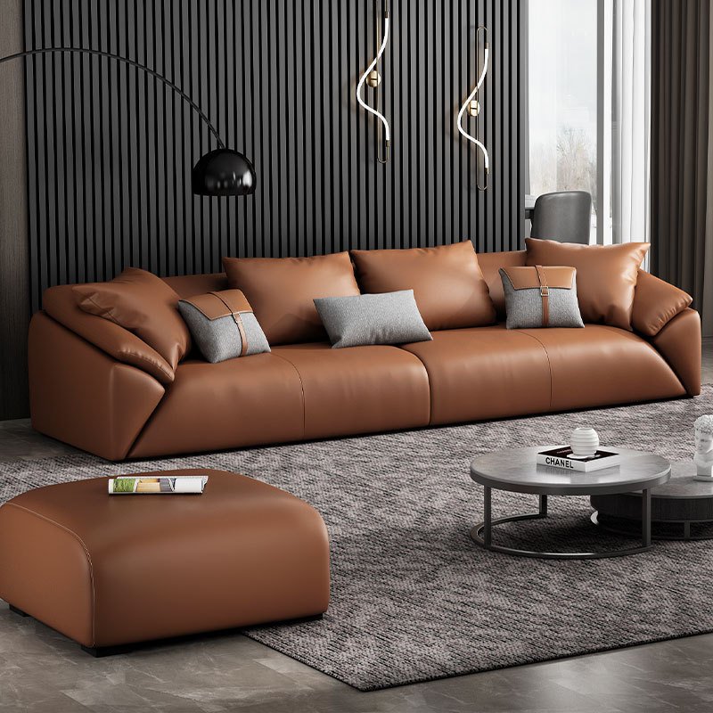 FanRui Italian minimalist size apartment head layer cowhide post-modern light luxury living room combination office line sofa