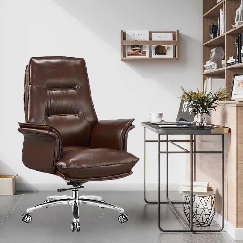 Modern Ergonomic Genuine Leather Executive Chair High Back Swivel Tilt Office Chair for Comfortable and Long-lasting Sitting