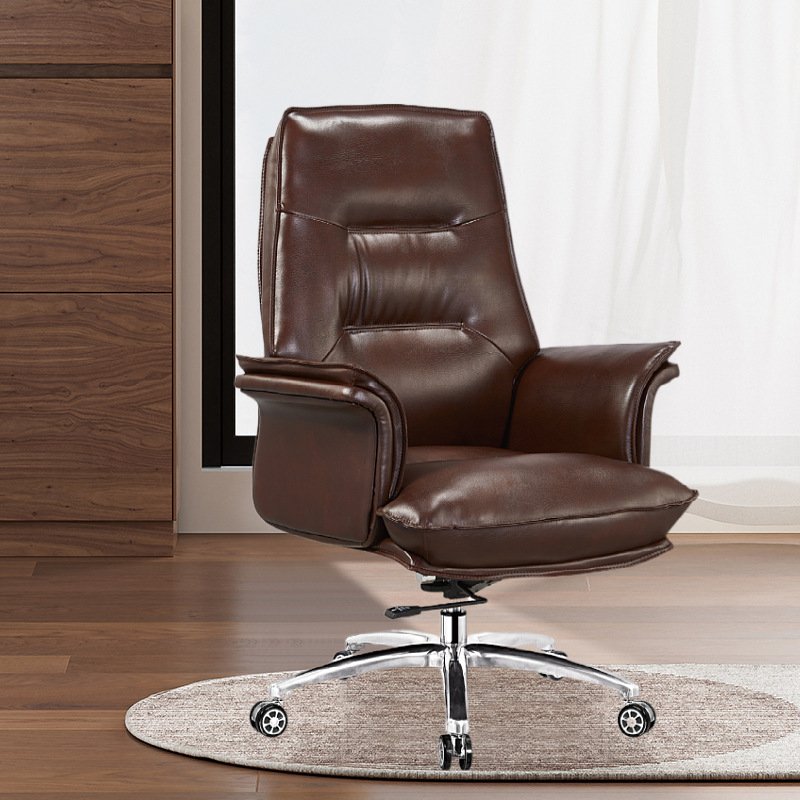Modern Ergonomic Genuine Leather Executive Chair High Back Swivel Tilt Office Chair for Comfortable and Long-lasting Sitting