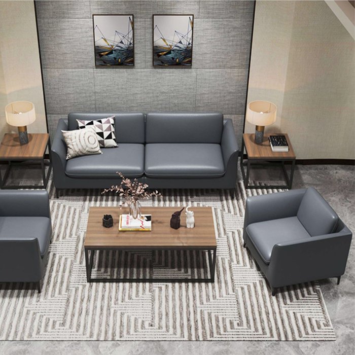 simple modern double seat leather modular combination waiting area office sofa