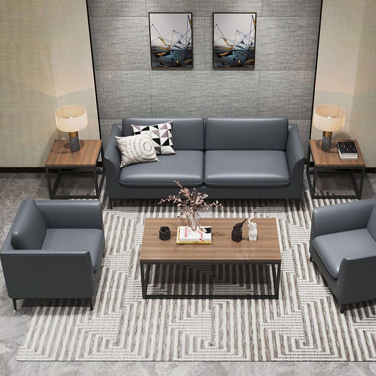 simple modern double seat leather modular combination waiting area office sofa