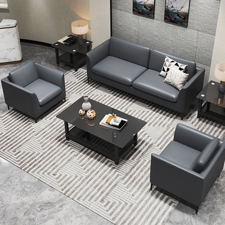 simple modern double seat leather modular combination waiting area office sofa