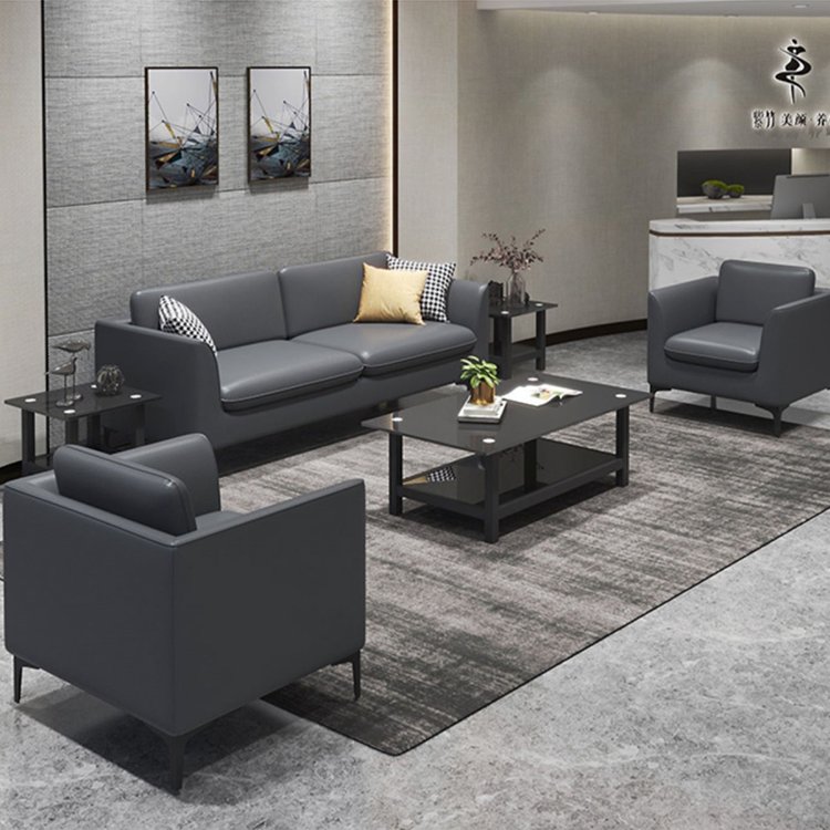 simple modern double seat leather modular combination waiting area office sofa
