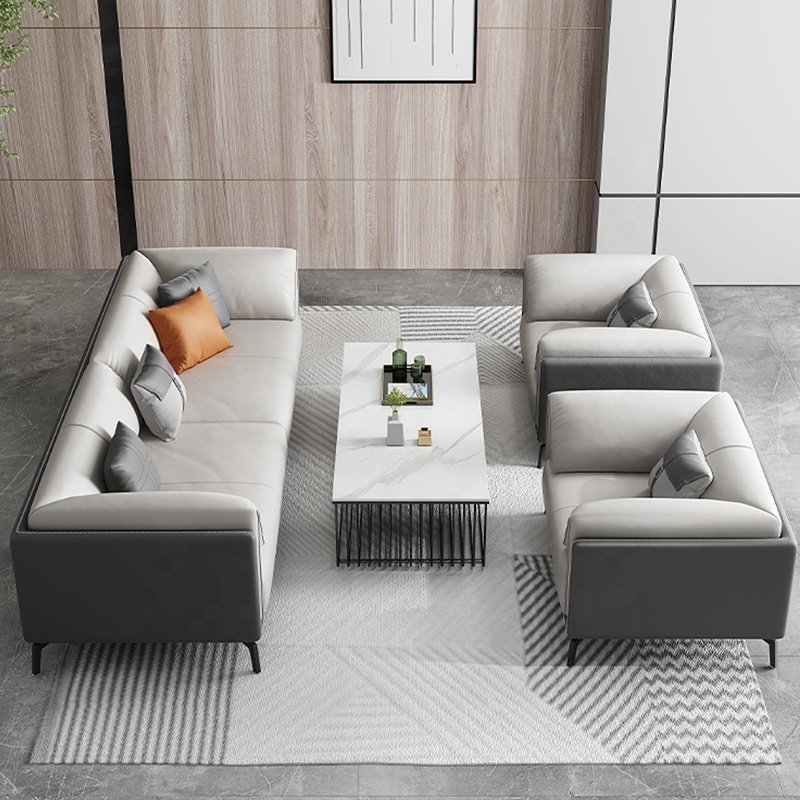 Micro-fiber Leather sofa set waiting room furniture sofa couch 1+1+3 seat office sofa design