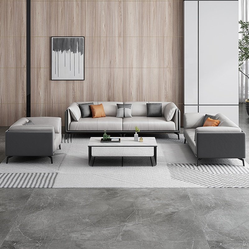 Micro-fiber Leather sofa set waiting room furniture sofa couch 1+1+3 seat office sofa design