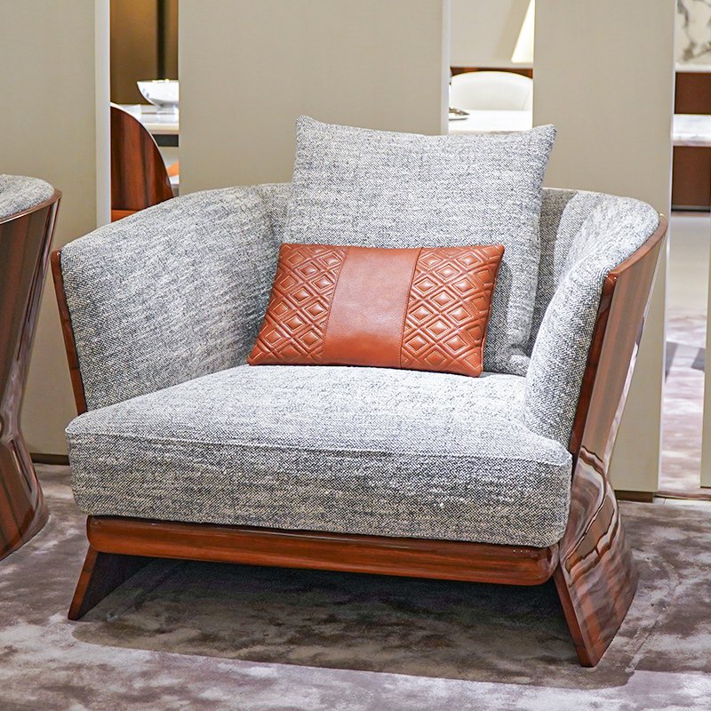 Modenfili Modern Luxury Living Room Sofa Set Furniture Design Fabric Veneer Home Office Sofa Set