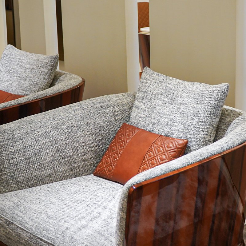 Modenfili Modern Luxury Living Room Sofa Set Furniture Design Fabric Veneer Home Office Sofa Set