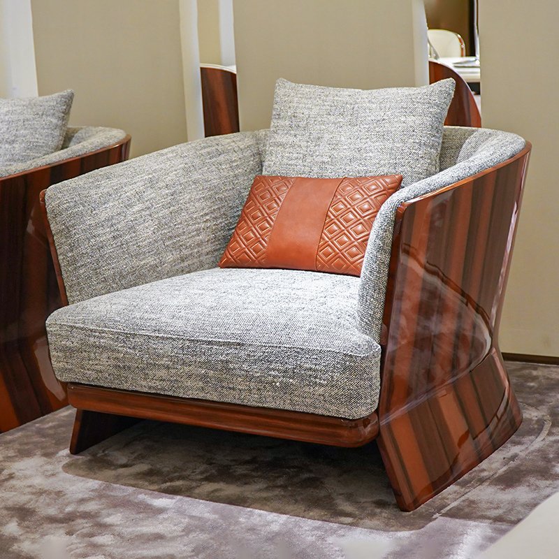 Modenfili Modern Luxury Living Room Sofa Set Furniture Design Fabric Veneer Home Office Sofa Set