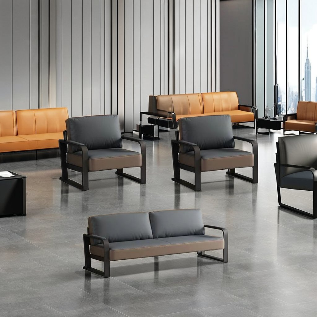 Luxury Contemporary Leather Sectional Office Sofa Set Simple Business Design for Living Room Wholesale Furniture Exquisite