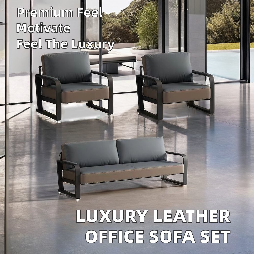 Luxury Contemporary Leather Sectional Office Sofa Set Simple Business Design for Living Room Wholesale Furniture Exquisite